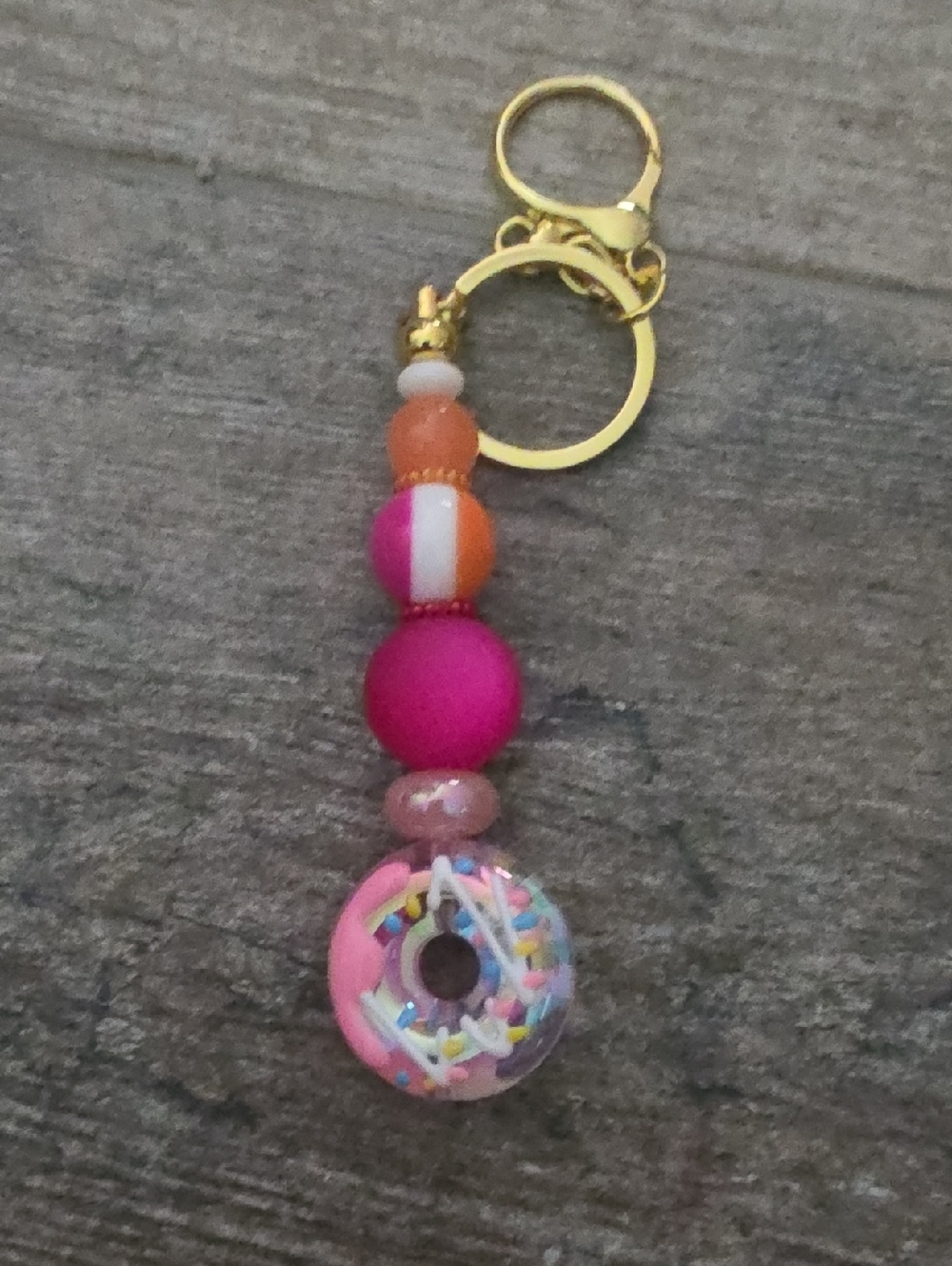 Dunkin Donuts Extra Long Gold Keychain NWT
